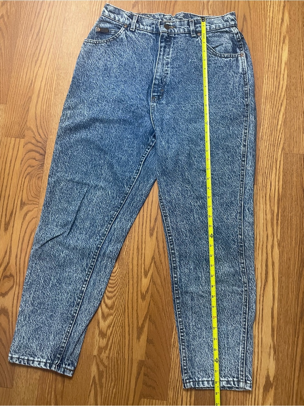 Vintage Lee High Waisted Acid Wash Mom Jeans Size 16 Petite 32x28 - Picture 12 of 14